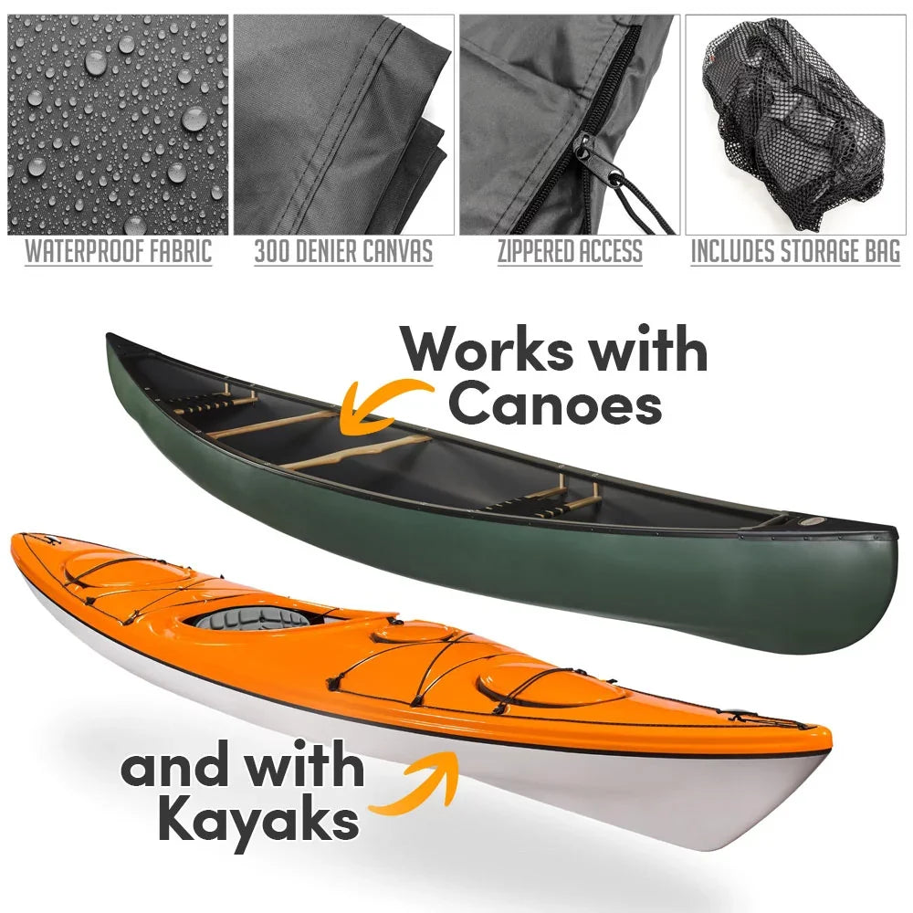 NEH Heavy-Duty Kayak Canoe Boat Cover- 10ft- Waterproof, Dust and Sizeun Protection- Sizetorage & Travel - Grey