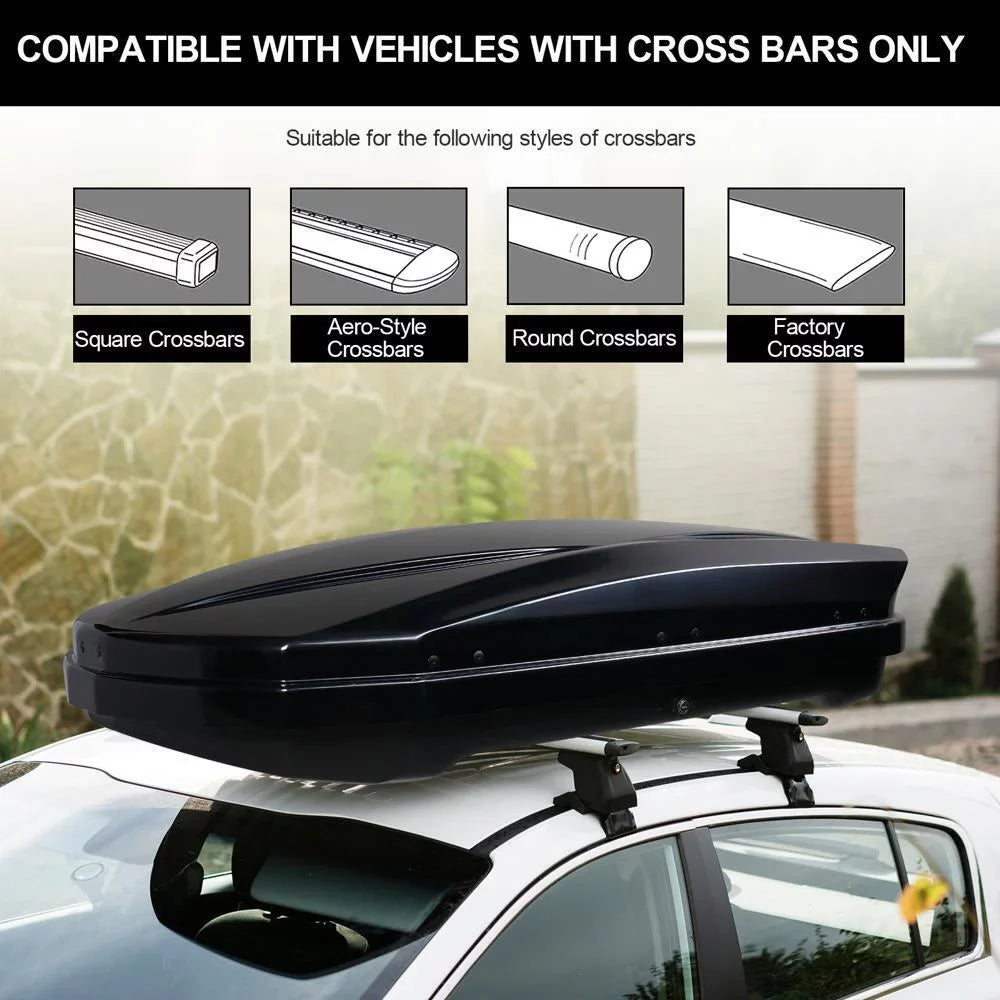 TUFFIOM 11.65 Cu. Ft. Rooftop Cargo Box Luggage Carrier w/ Keys Dual-Sizeide Opening Black
