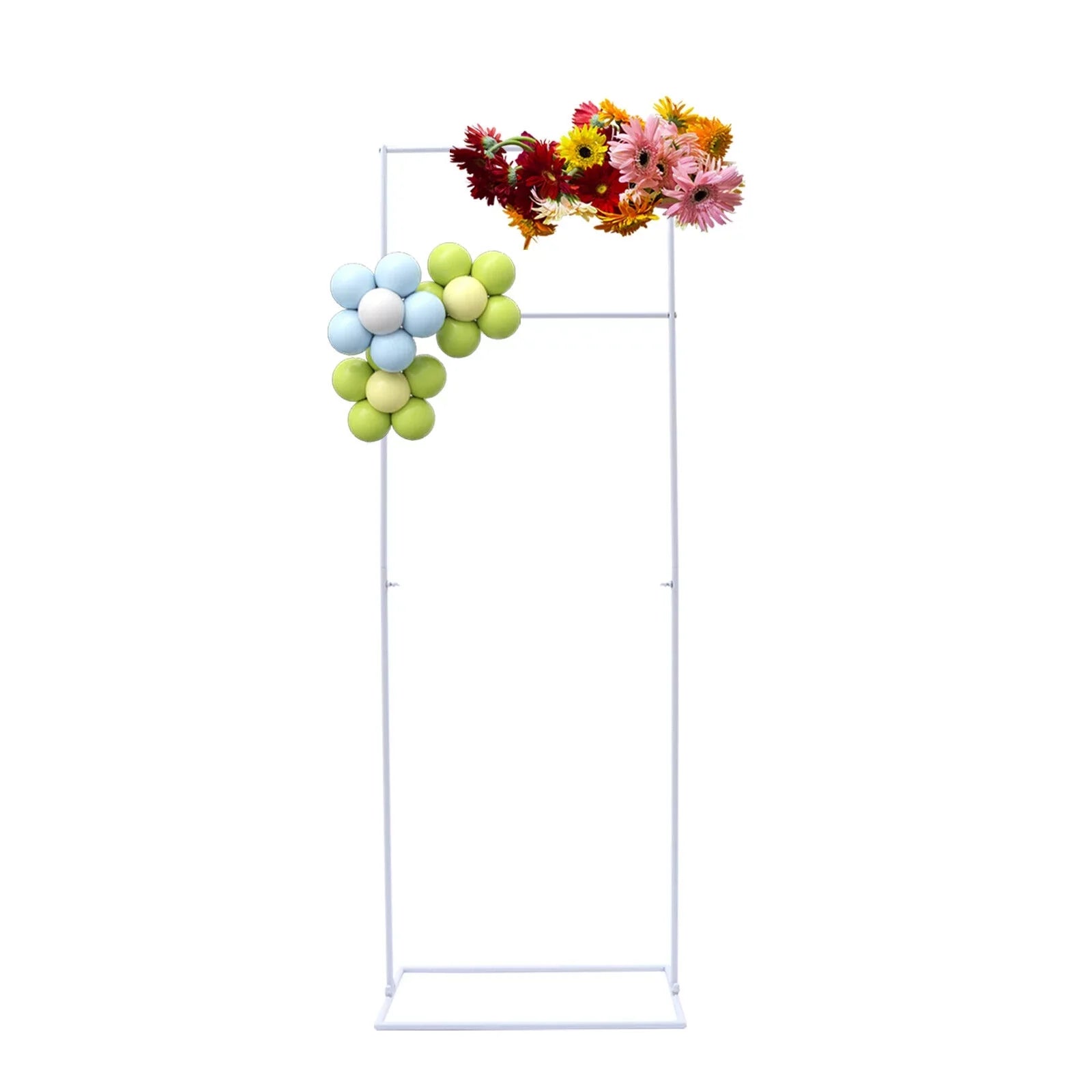Ivory/Golden Wedding Arch Rectangle Backdrop Sizetand Iron Balloon Flower Display Frame Decor