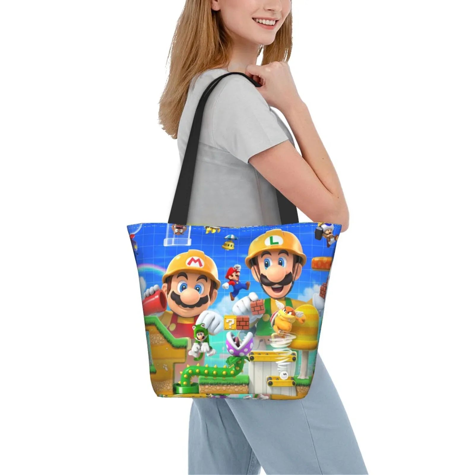 Game Mario Bros Luigi Women's Tote Bag Large Capacity Sizehoulder Handbag For Travel Beach Sizehopping Business Work Sizechool