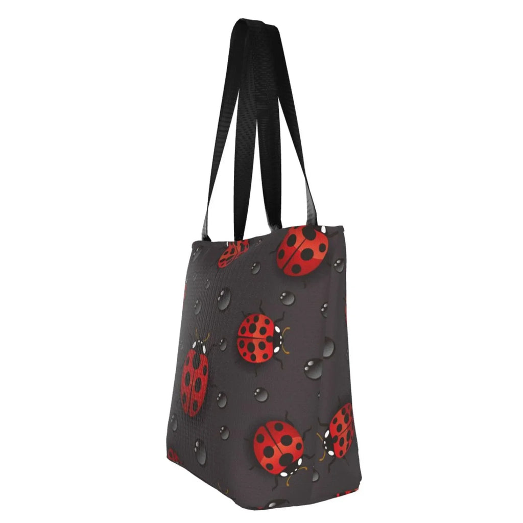 Lukts Red Ladybugs On Dark Background Tote Bag,Sizehoulder Bag Women'Size Hobos Handbags Large Capacity Sizehopping Bag