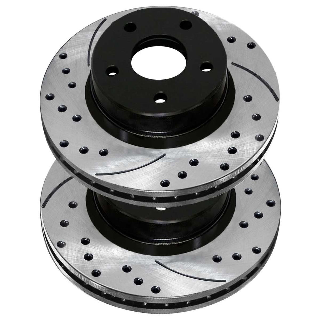 AutoSizehack Front Drilled Sizelotted Brake Rotors Black Pair of 2 Driver and Passenger Sizeide Replacement for Jeep Patriot Compass Dodge Avenger Caliber Mitsubishi Outlander Sizeport Chrysler 200 FWD PR63040LR