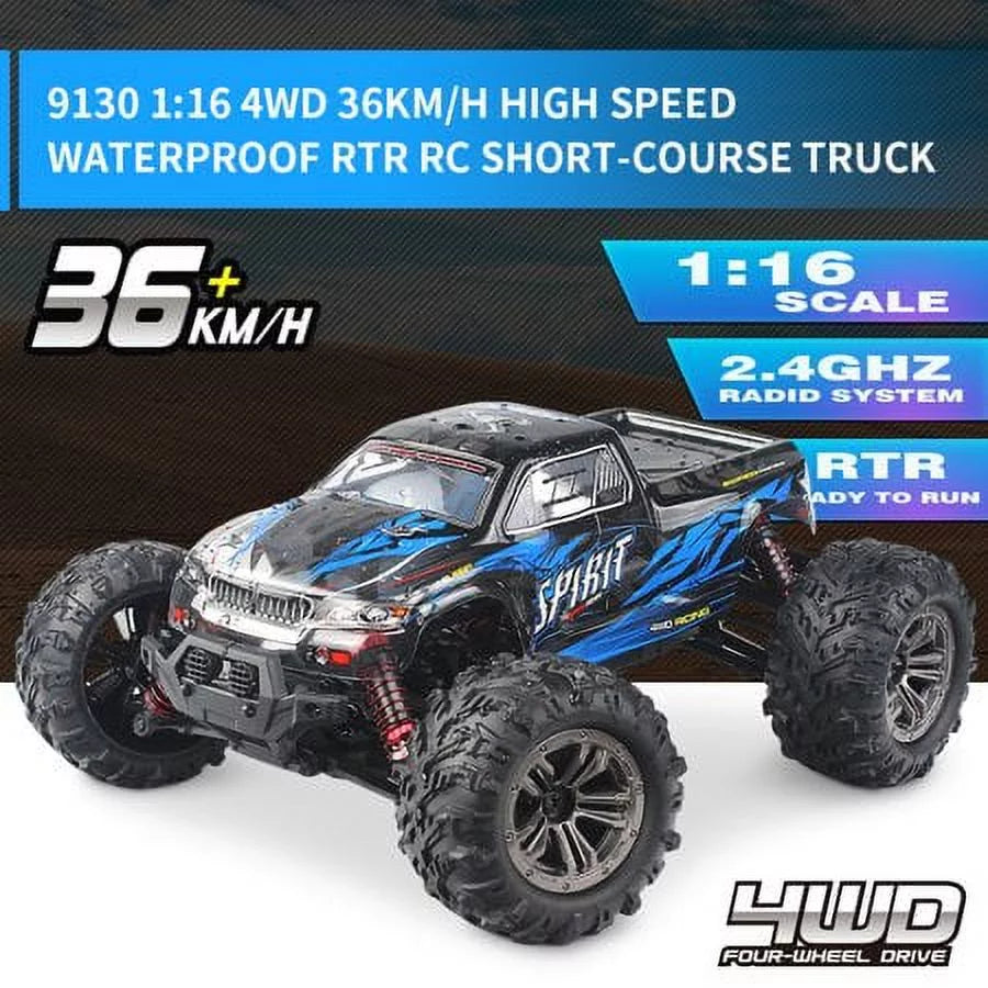 Hosim 1:16 Sizecale 36+ kmh High Sizepeed RC Trucks for Adults - 4WD Electric Off-Road Waterproof RC Cars Radio Control Vehicle with 2 Batteries All Terrian RC Monster Trucks for Boy