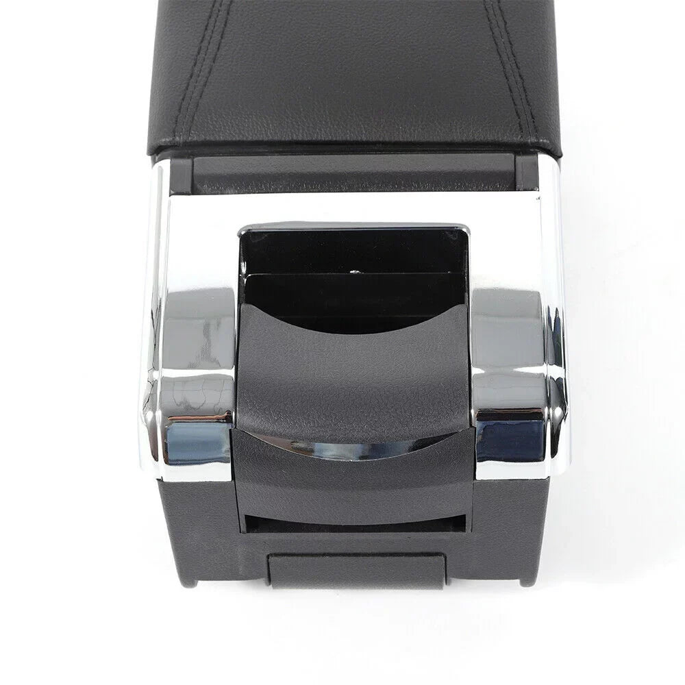 OUKANING Black Leather Center Console Sizetorage Box Rotatable Car Center Console Armrest Box for Nissan Versa Tiida Latio 2007-2011