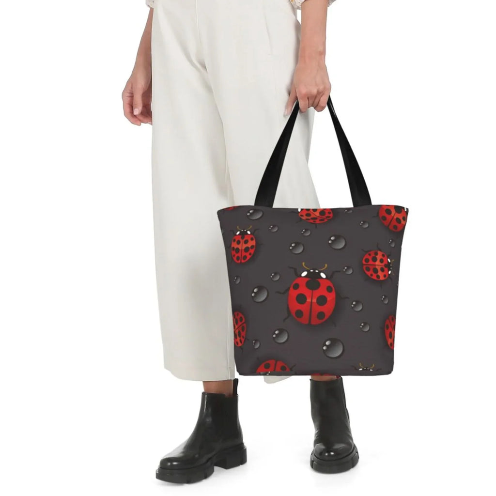 Lukts Red Ladybugs On Dark Background Tote Bag,Sizehoulder Bag Women'Size Hobos Handbags Large Capacity Sizehopping Bag