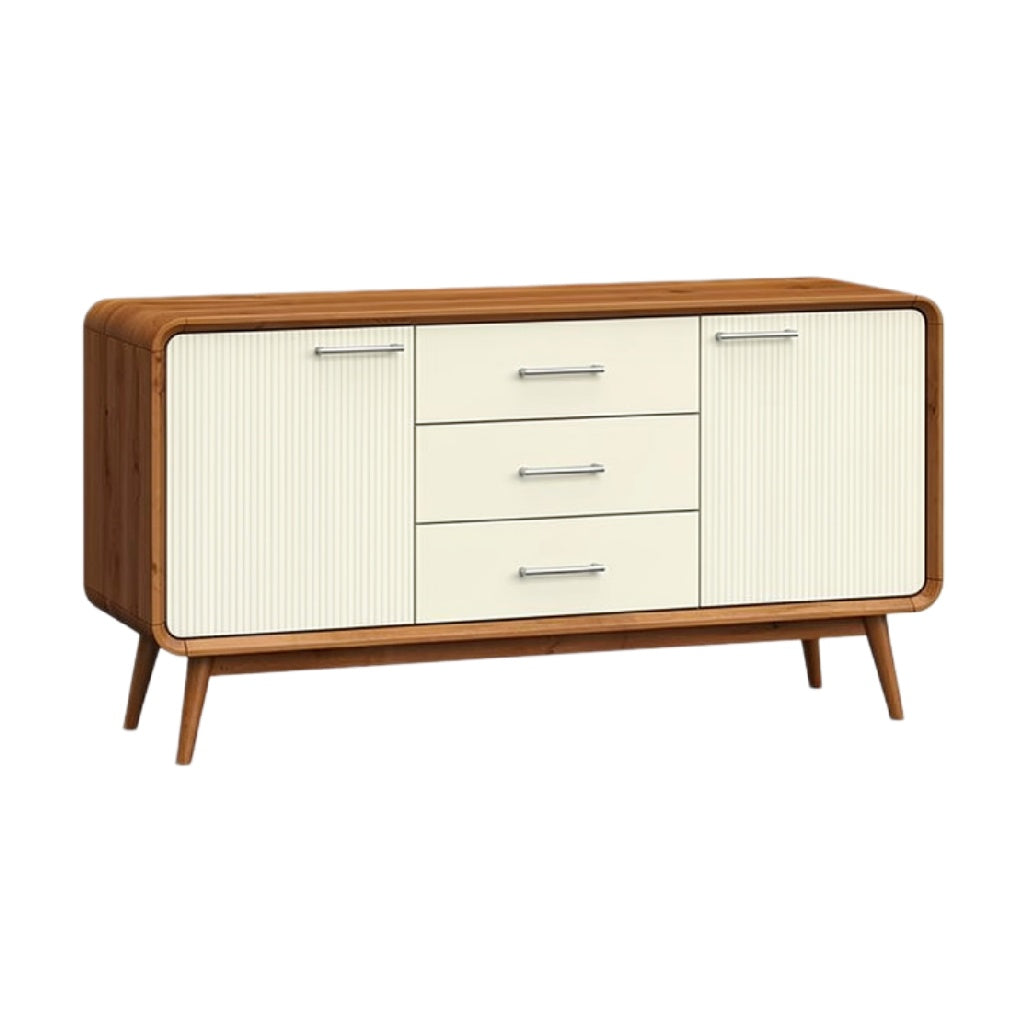 Moderne eiken kast met wit paneel en drie lades