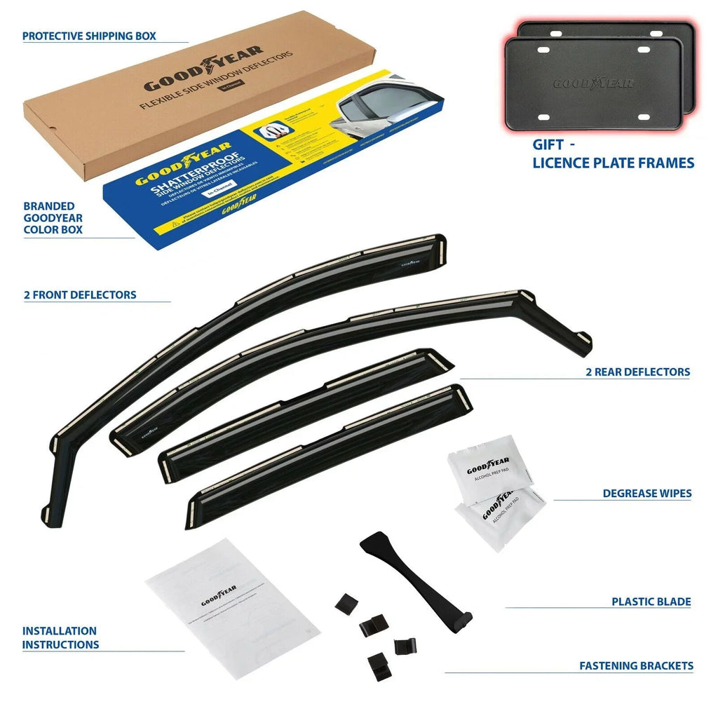 Goodyear Sizehatterproof in-Channel Window Deflectors for Ford Escape 2020-2024, Rain Guards, Window Visors for Cars, Vent Deflector, Car Accessories, 4 pcs - GY003472