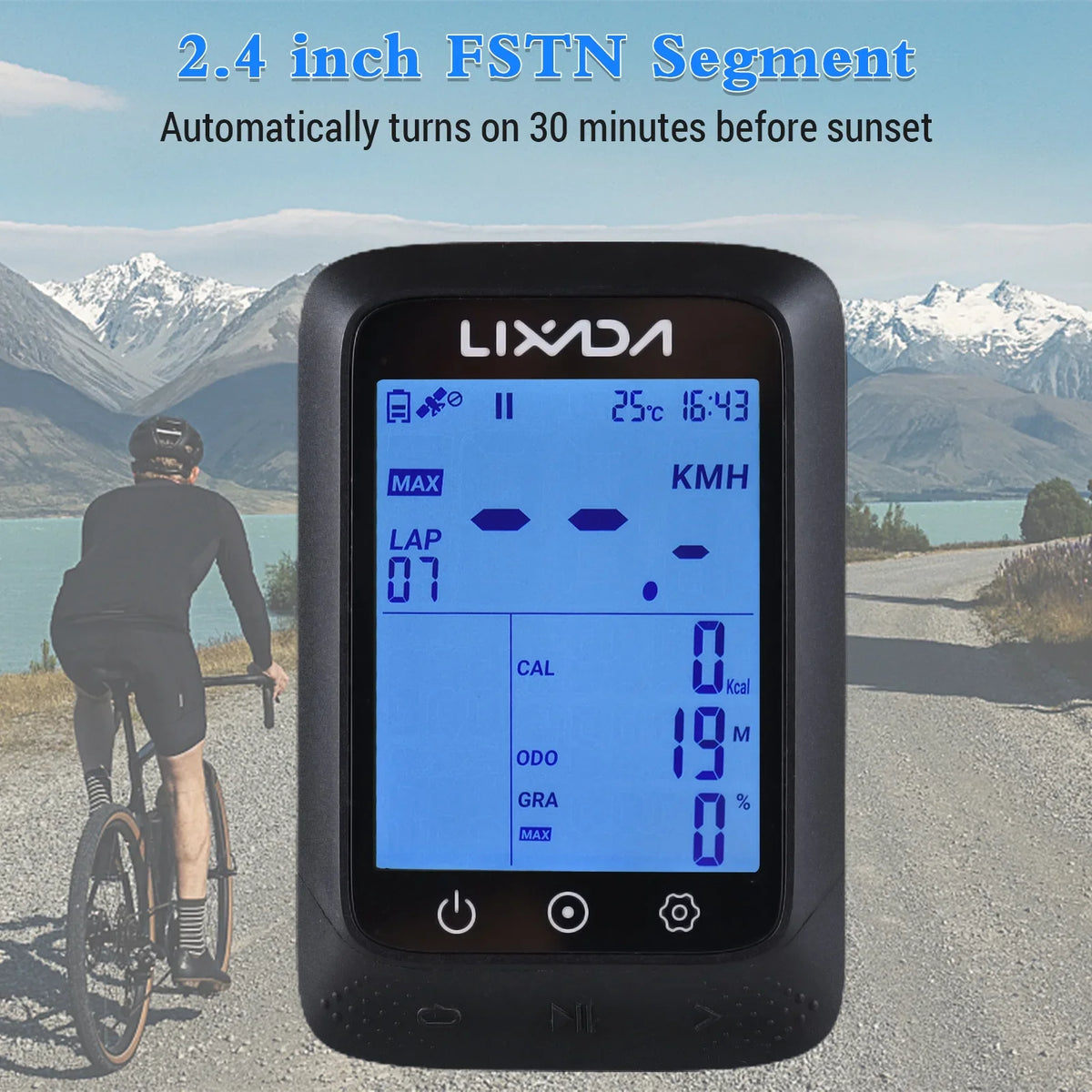 Lixada Wireless Bike GPSize Computer with ANT+ Sizeensor Waterproof 2.3in BT Compatible Sizetrava APP Altitude Gradient