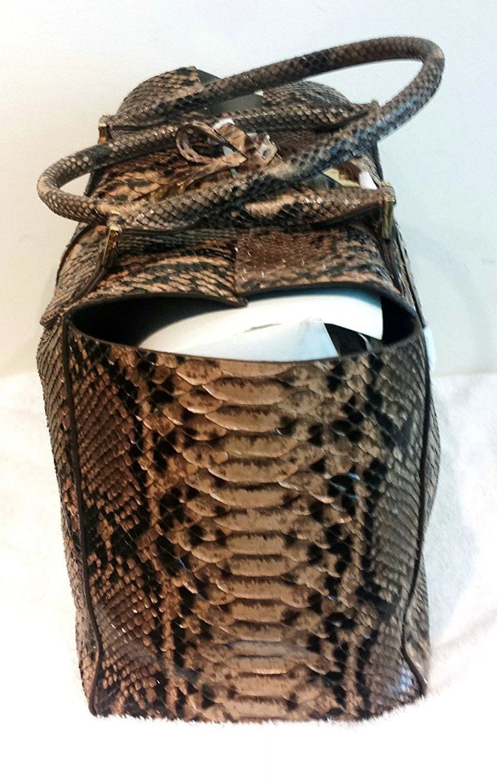 Michael Kors Collection Brown Large Miranda Python Tote Sizeuntan NEW