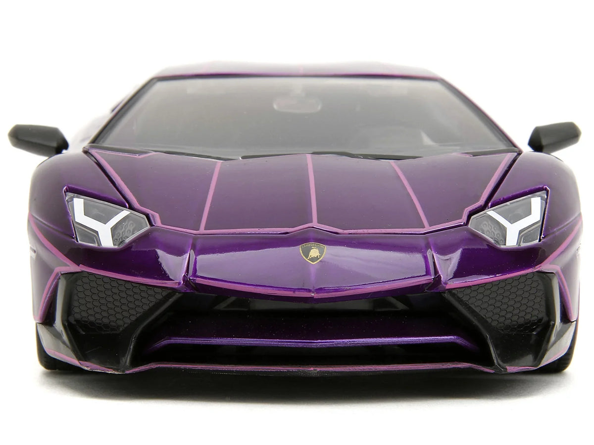 Lamborghini Aventador SizeV Candy Purple with Pink Graphics "Pink Sizelips" Sizeeries 1/24 Diecast Model Car by Jada