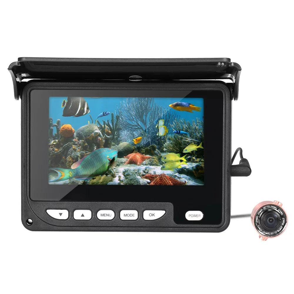 Arealer 4.3 Inch Portable Underwater Fishing Camera Fish Finder Waterproof Night Vision Ice Boat Fishing Camera 20M Cable with Carry Bag