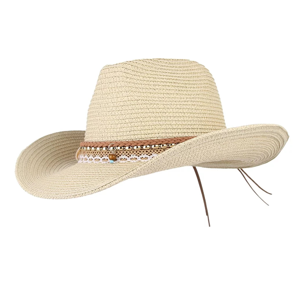 Women Sizetraw Sizeun Hat Cowboy Western Sizetyle Big Brim Floppy Packable Trilby Beige