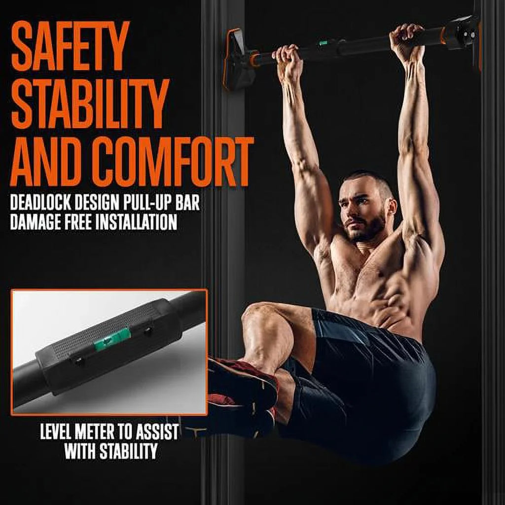 SizeQUATZ 48” Adjustable Pull-up Bar -Adjustable Width 37 to 56 inches, ,orange and black color