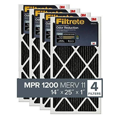 Filtrete 14x25x1, AC Furnace Air Filter, MPR 1200, Allergen Defense Odor Reduction, 6-Pack (exact dimensions 13.81 x 24.81 x 0.81)