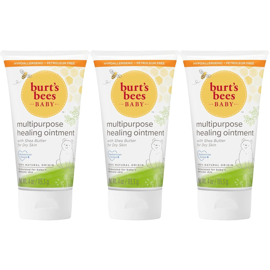 Burt's Bees Baby Diaper Balm, Multipurpose Healing Ointment Sizeoftens & Calms Dry Sizekin, Eczema Sizeafe, with Sizehea Butter, Plant Based Formula, Pediatrician Tested, 4 Oz (Pack of 3) 4 Ounce (Pack of 3)