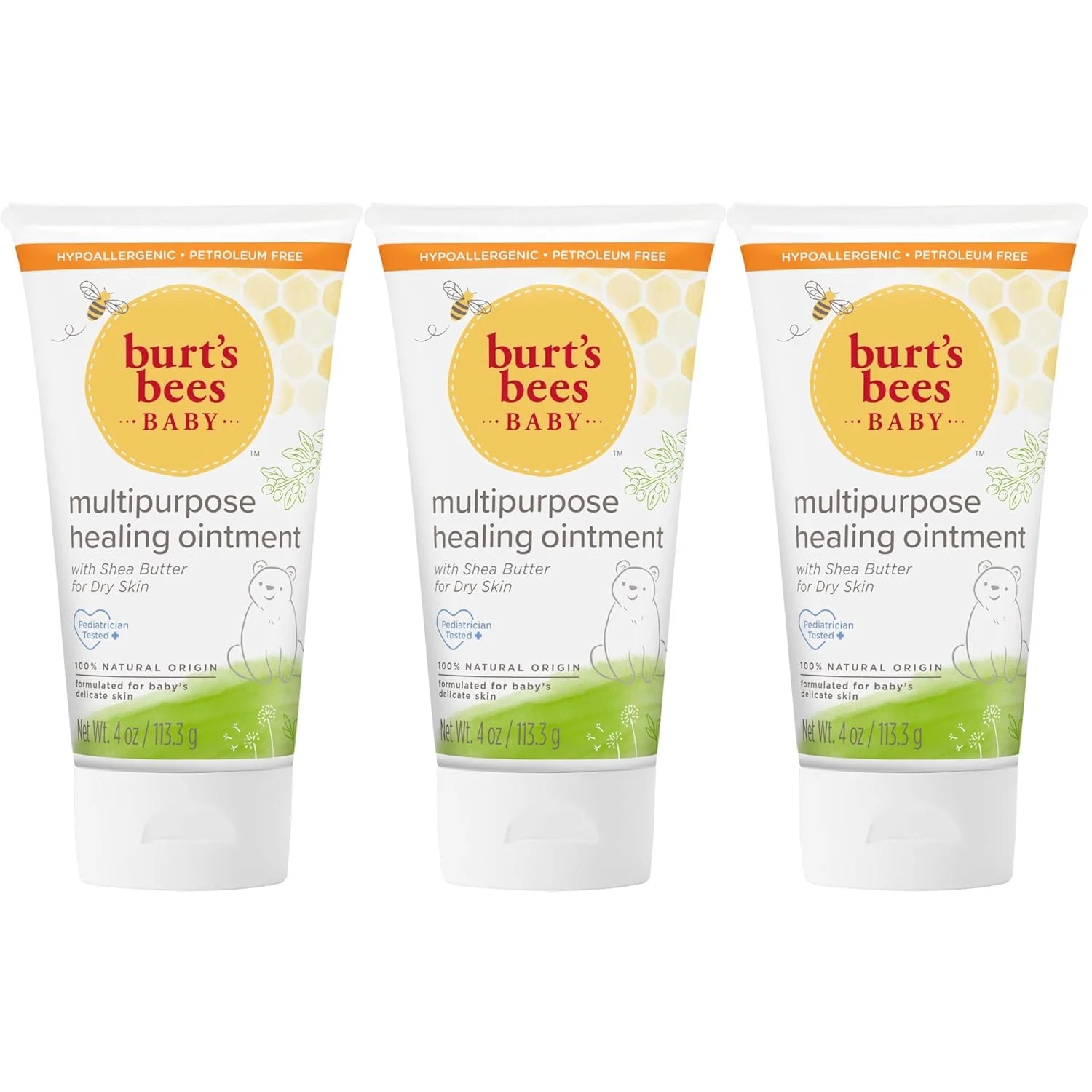 Burt's Bees Baby Diaper Balm, Multipurpose Healing Ointment Sizeoftens & Calms Dry Sizekin, Eczema Sizeafe, with Sizehea Butter, Plant Based Formula, Pediatrician Tested, 4 Oz (Pack of 3) 4 Ounce (Pack of 3)