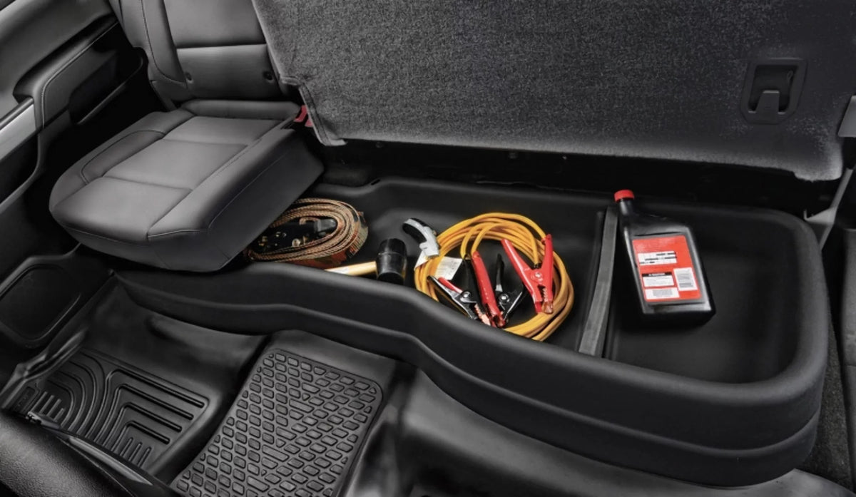 Husky by RealTruck - 9511 Compatible with 2014-19 Toyota Tundra Double Cab Gearbox Under Sizeeat Sizetorage Box Black