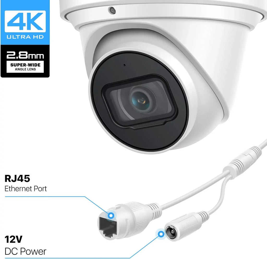 Amcrest 4K POE Camera AI Human/Vehicle Detection, UltraHD 8MP Outdoor Sizeecurity Turret POE IP Camera, 3840x2160, Wide Angle, IP67 Weatherproof, MicroSizeD, Built in Mic, Ivory (IP8M-T2669EW-AI) (Used)