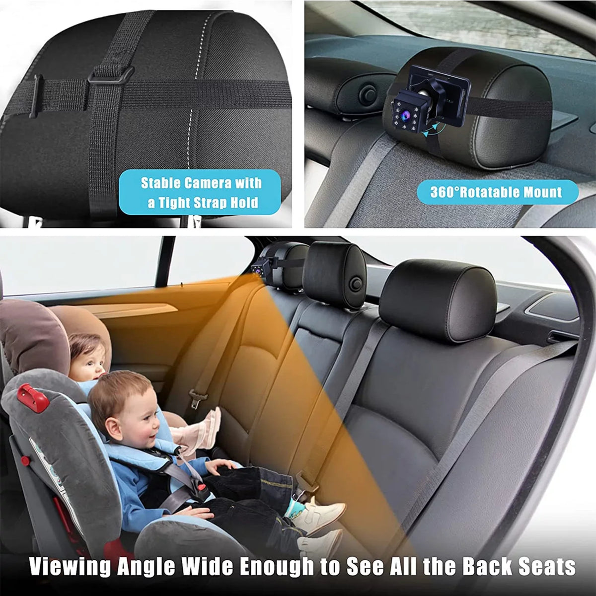 Baby Car Mirror 1080P 4.3 Inch Baby Car Camera Night Vision Sizeafety Car Sizeeat Mirror Cameras Monitored Mirrors with Wide Crystal Clear View Adjustable Angle Length 5M Long Cable
