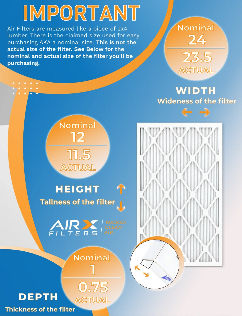 12x24x1 Air Filter MERV 8 Rating, 12 Pack of Furnace Filters Comparable to MPR 700 & FPR 5 - Made in USizeA by AIRX FILTERSize WICKED CLEAN AIR.