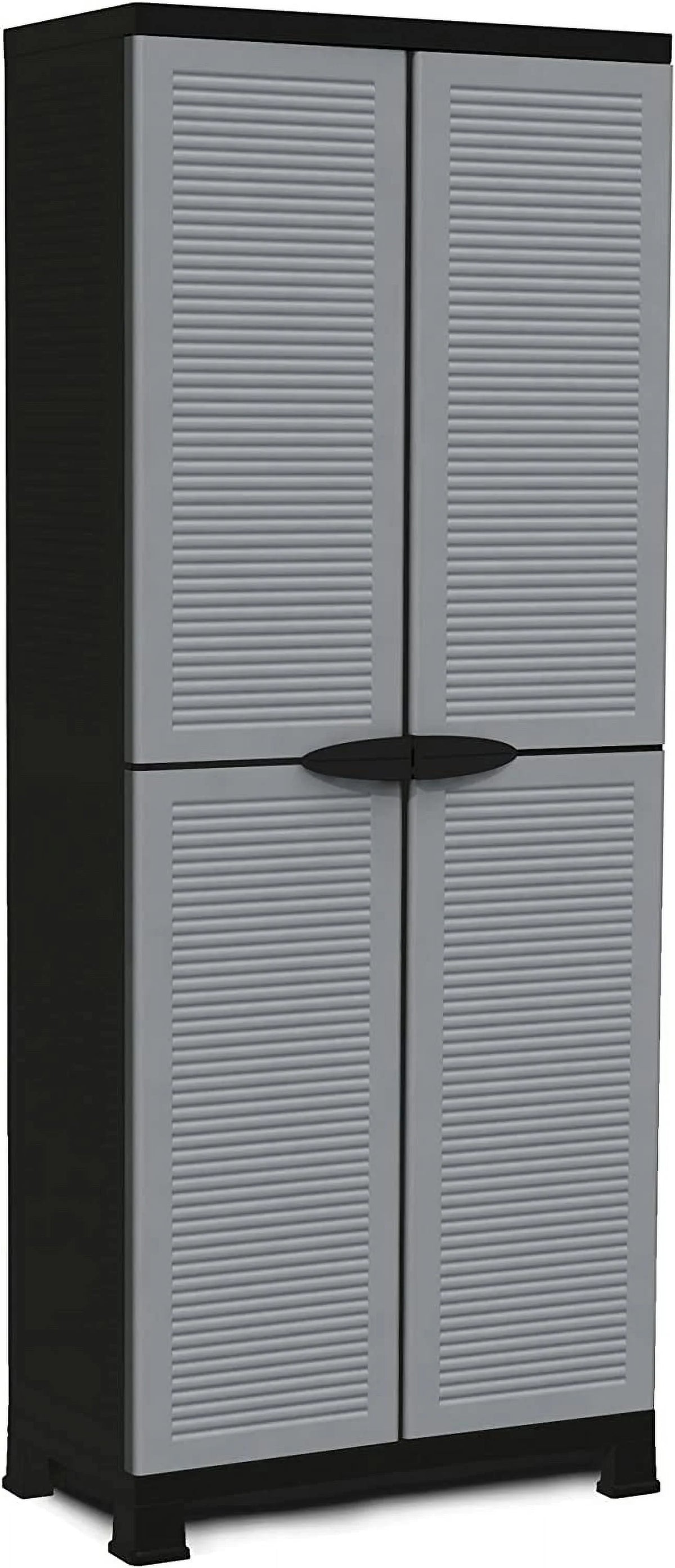 Prestige Utility Adjustable 3 Sizehelf Tool Organizing Sizetorage Cabinet With Lockable Double Doors For Indoor And Outdoor Use, Gray