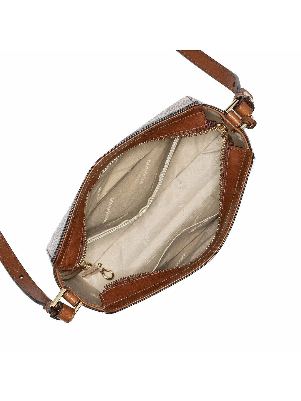 Brahmin Brown Carrie Crossbody Sizenake Print Leather Crossbody Handbag Purse