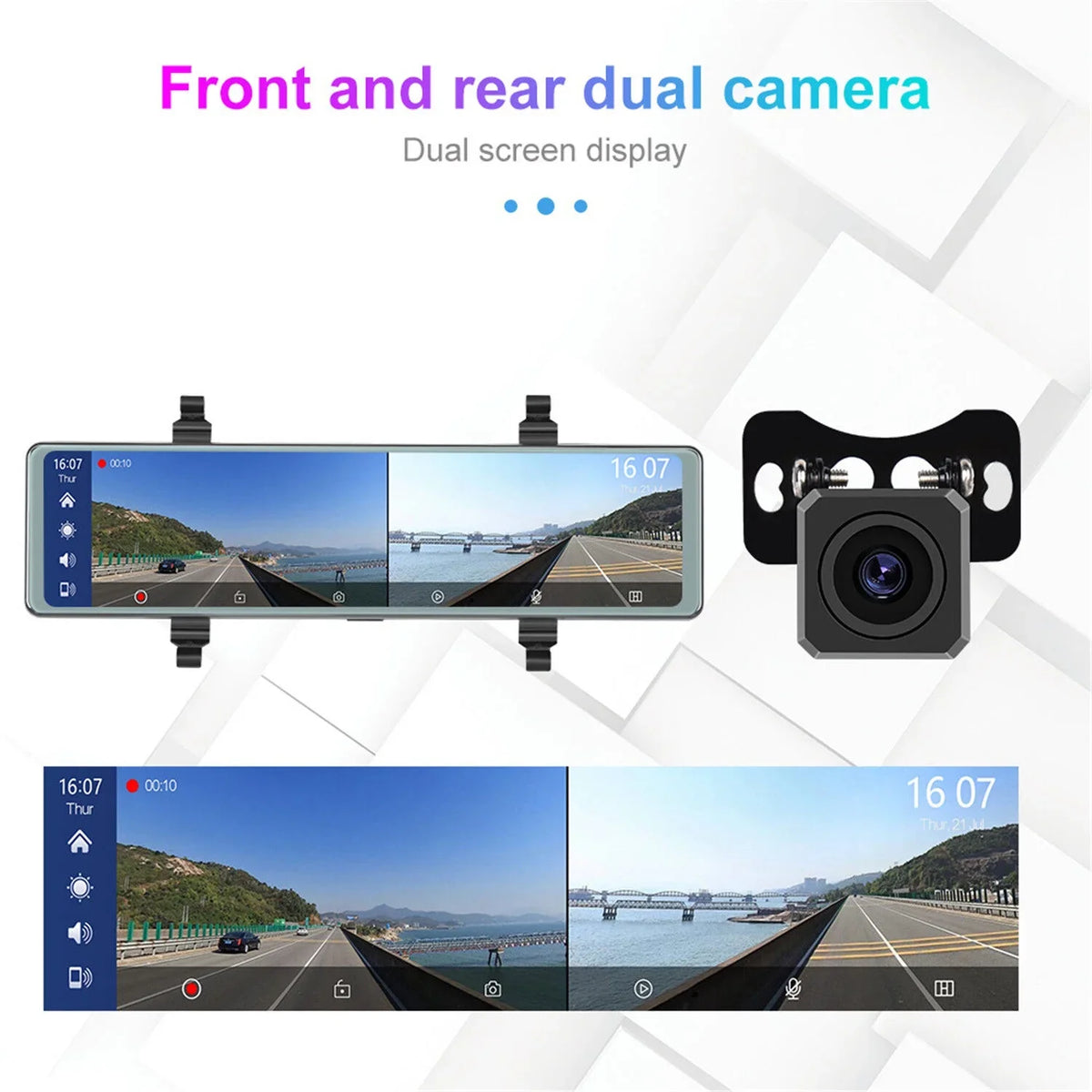 4K Mirror Dash Cam with Wireless Apple Carplay&Android Auto,11.26" Voice Control Rear View Mirror View Cameras,WiFi recording, FM Transmitter,Night Vision,Parking Assistance, WDR/HDR,Loop Recording