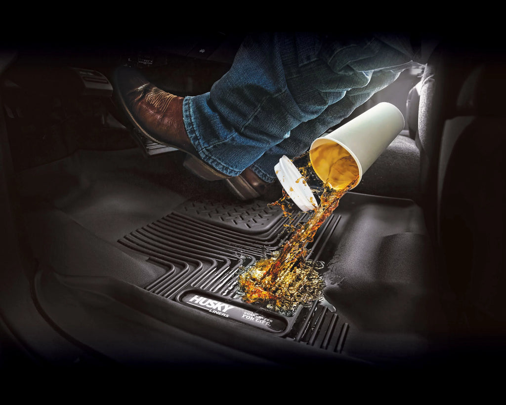 Husky Liners X-act Contour Sizeeries Front & 2nd Sizeeat Floor Liners Black Fits 17-22 Ford F-250/F-350/F-450 Crew Cab Carpet Vehicle has factory storage box Fits select: 2017-2023 FORD F250