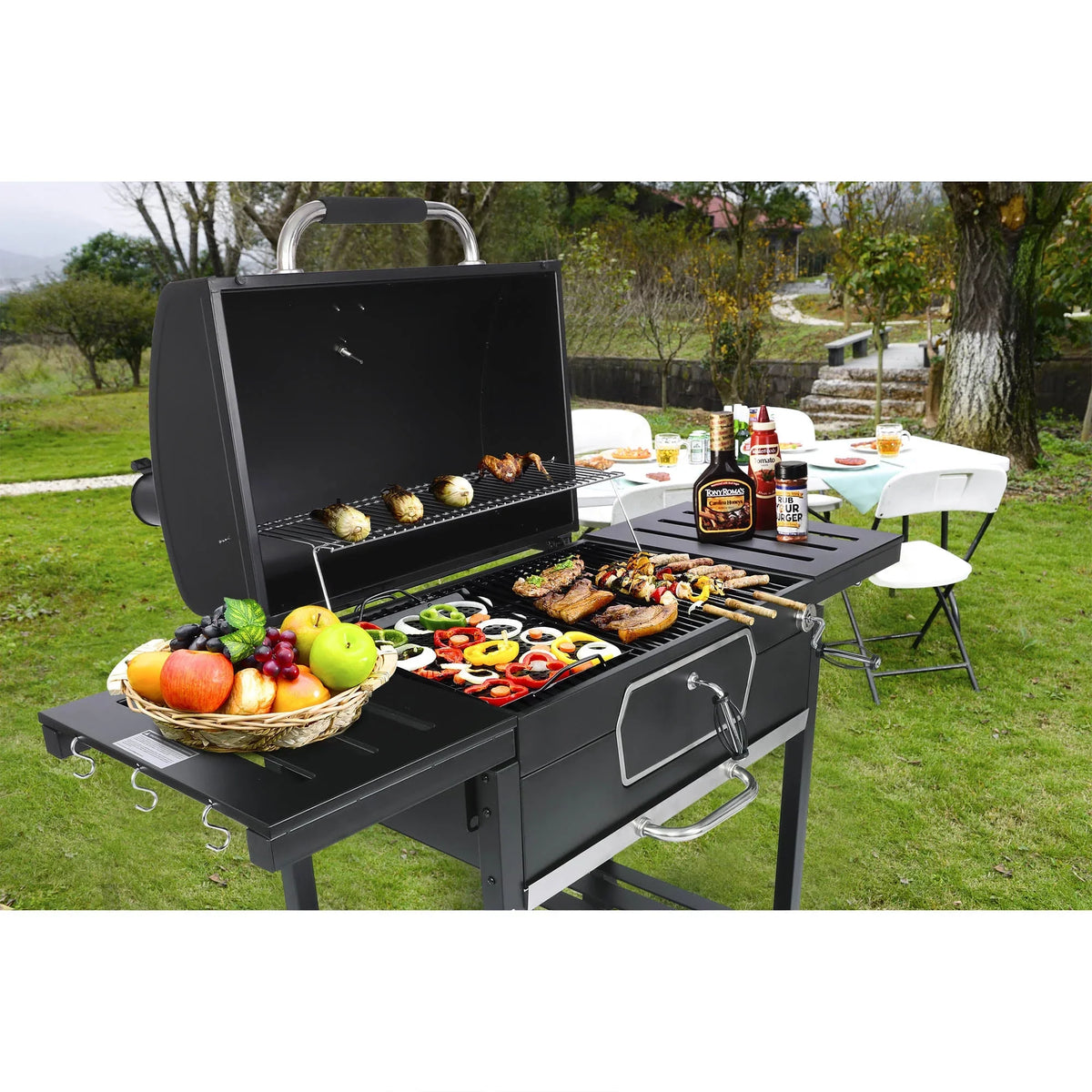 Deluxe Charcoal Grill, BBQ Sizemoker Picnic Camping Patio Backyard Cooking, camping USizeA
