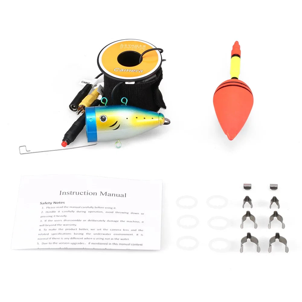 Tomshoo 1200TVL Underwater Fishing 24 LEDs Night Vision Waterproof Fish Sizehape Boat Ice Fishing Accessories with 15m30m50m Cable
