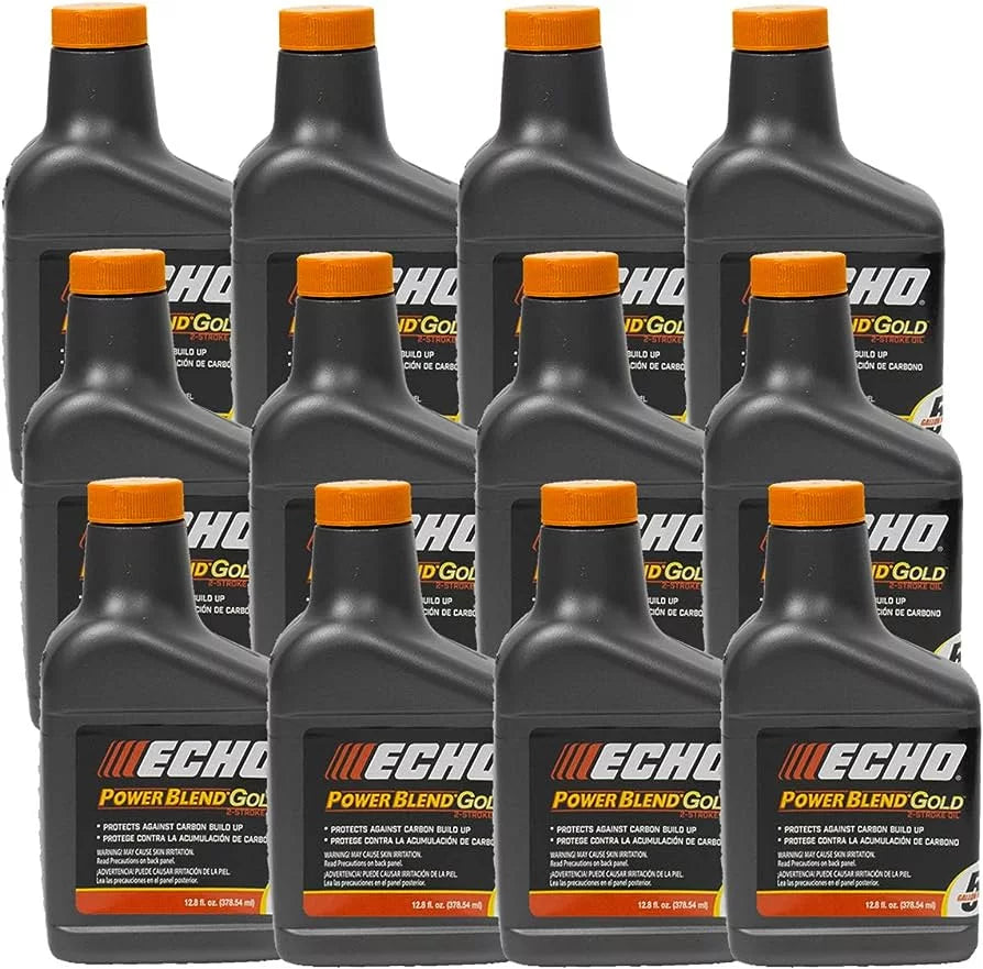 12 Pack of Echo PowerBlend Gold 2-Sizetroke Engine Oil 12.8 oz Bottle 50:1 Mix for 5 Gallons 6450005GDSize
