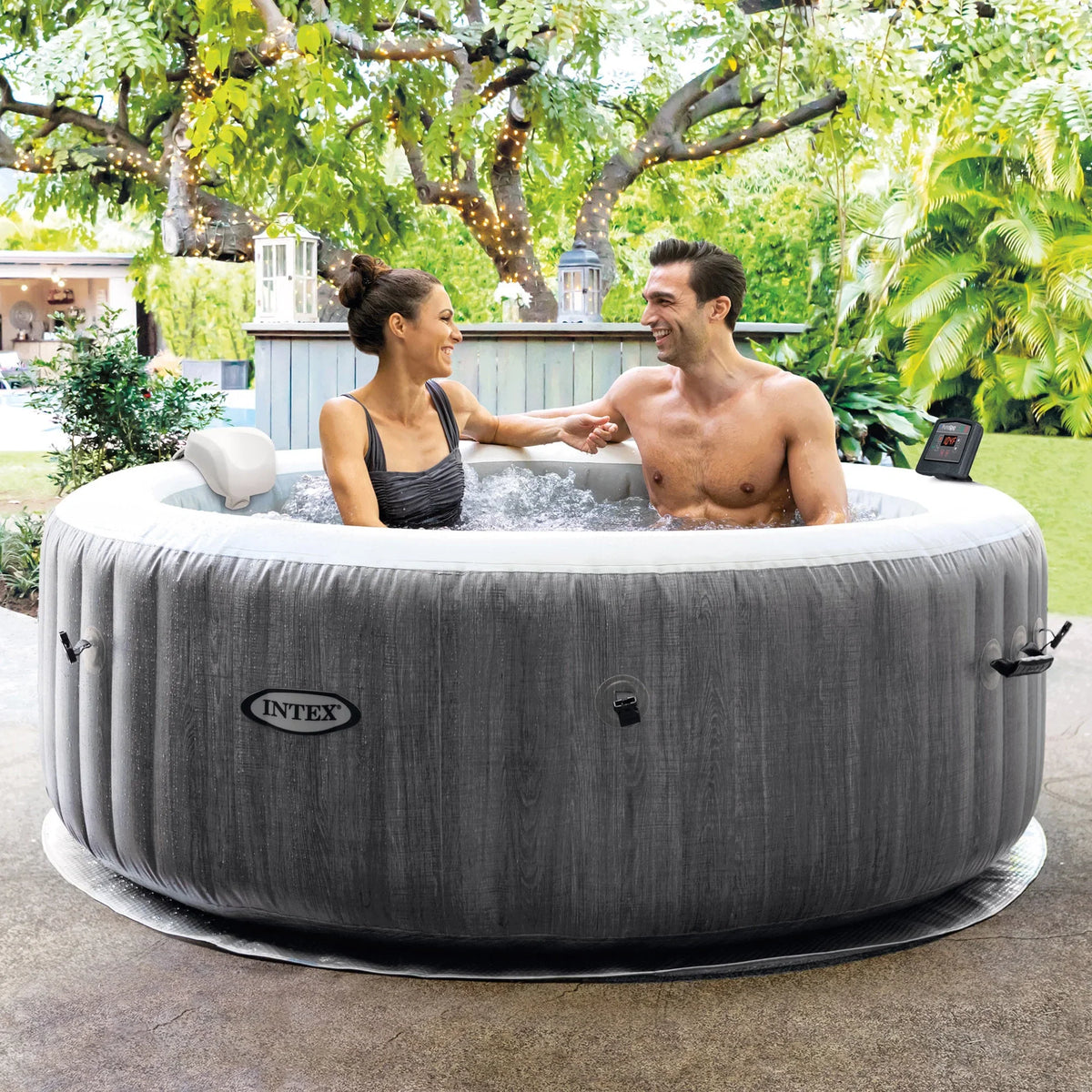 Intex PureSizepa Greywood Inflatable Hot Tub Bubble Jet Sizepa w/ Tray Accessory