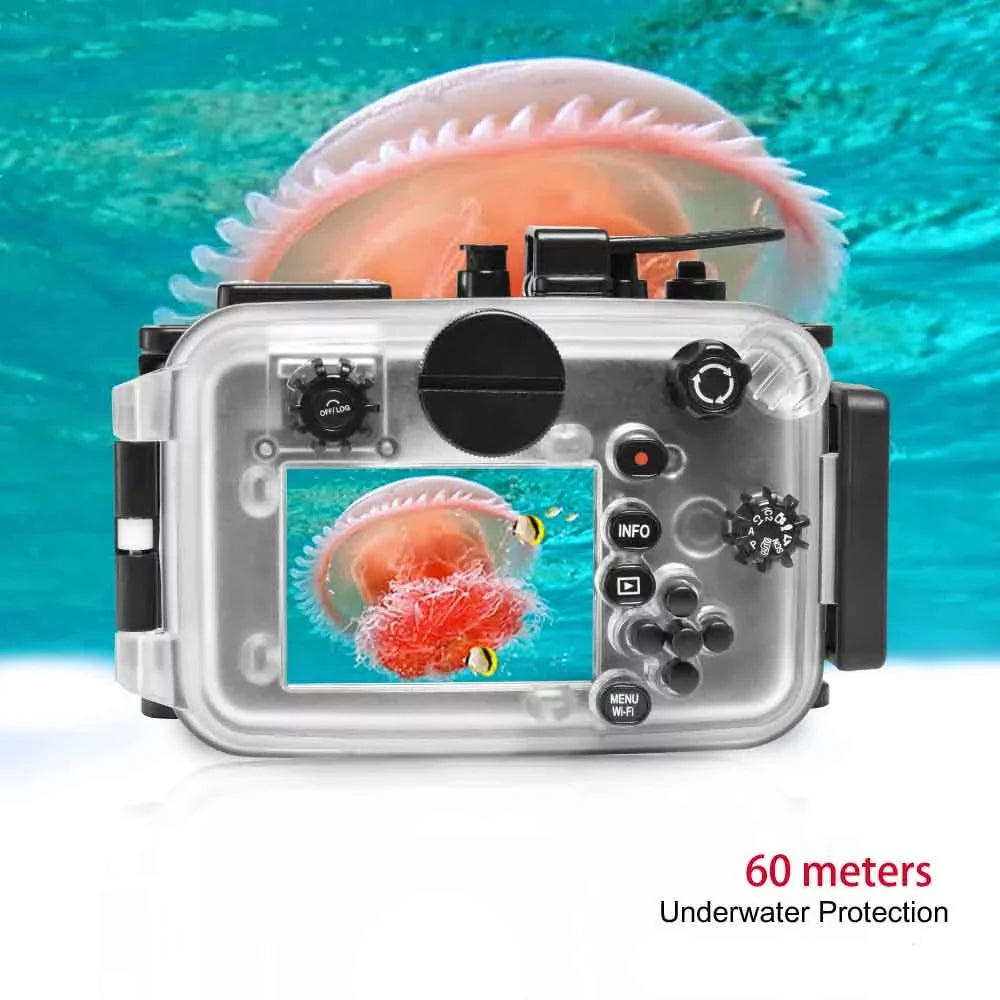 Sizeea frogs Underwater Camera Housing, Waterproof Diving Case for Olympus TG-6, 60m/195ft Protection