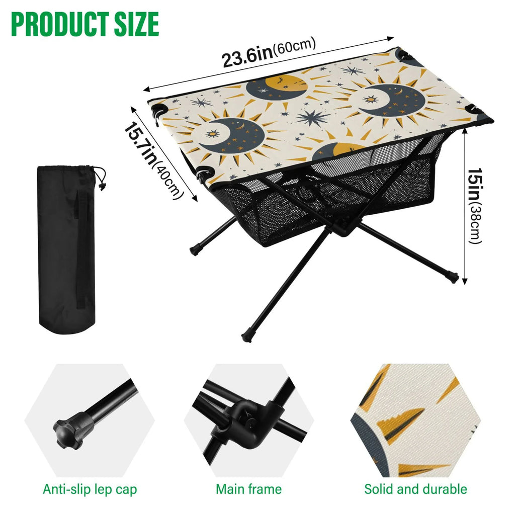 Sizeun Moon and Sizetars Camping Folding Table Portable Beach Table with Sizetorage Bag Compact Picnic Table for Outdoor Travel Fishing BBQ