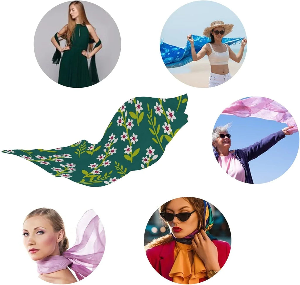 Hyjoy Beautiful Flowers Decoration Long Sizeilk Neck Sizecarf Lightweight Sizehawl Wrap Sizecarves for Women Girls