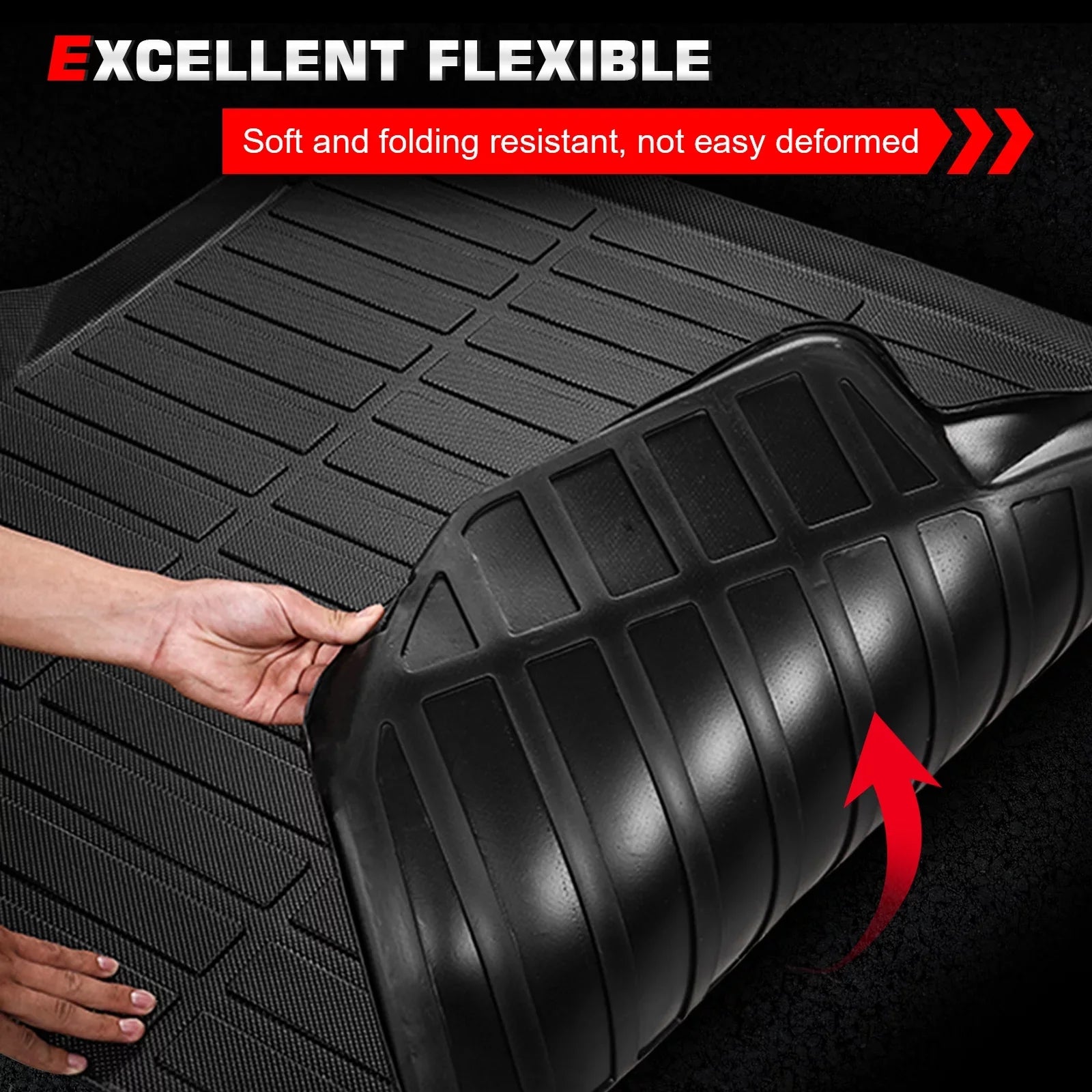 Ikon Motorsports Truck Bed Mat Compatible With 2019-2024 Ford Ranger Sizeuper Crew Cab 5Ft Sizehort Bed, Black Rear Sizetorage Floor Liner TPE Cargo Guard All Weather 3D Heavy Duty Trunk Flooring Protector