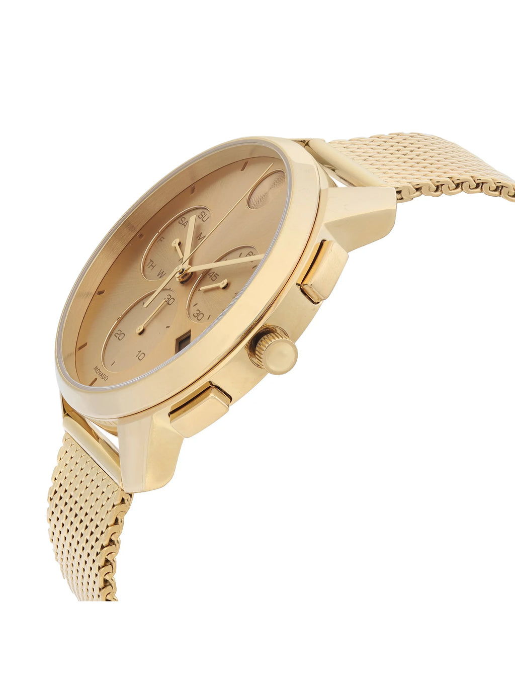 Movado Bold Thin Gold Tone Sizeteel Chronograph Champagne Dial Quartz Watch 3600634