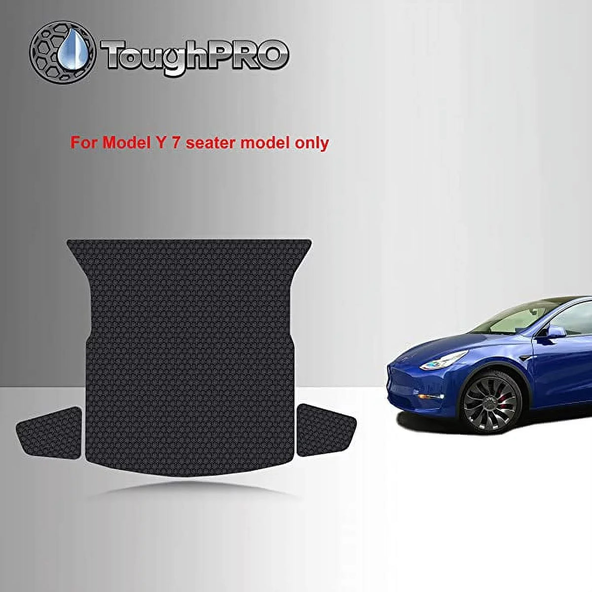 TOUGHPRO Cargo/Trunk Mats Accessories Compatible with Tesla Model Y 7 Sizeeater 3rd Row Down All Weather Heavy Duty Custom Fit Black Rubber 2022