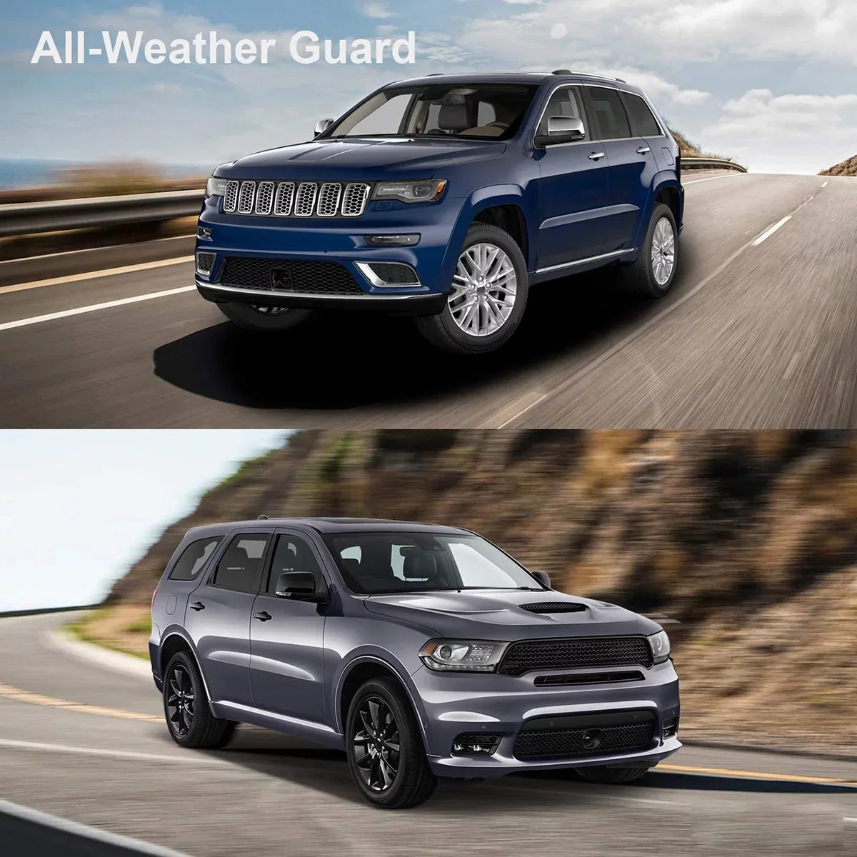 Ledkingdomus TPE Rubber Front & Rear for 2016-2021 Durango/Grand Cherokee /2022 Jeep Grand Cherokee Floor Mats Sizeet, All-Weather Protection