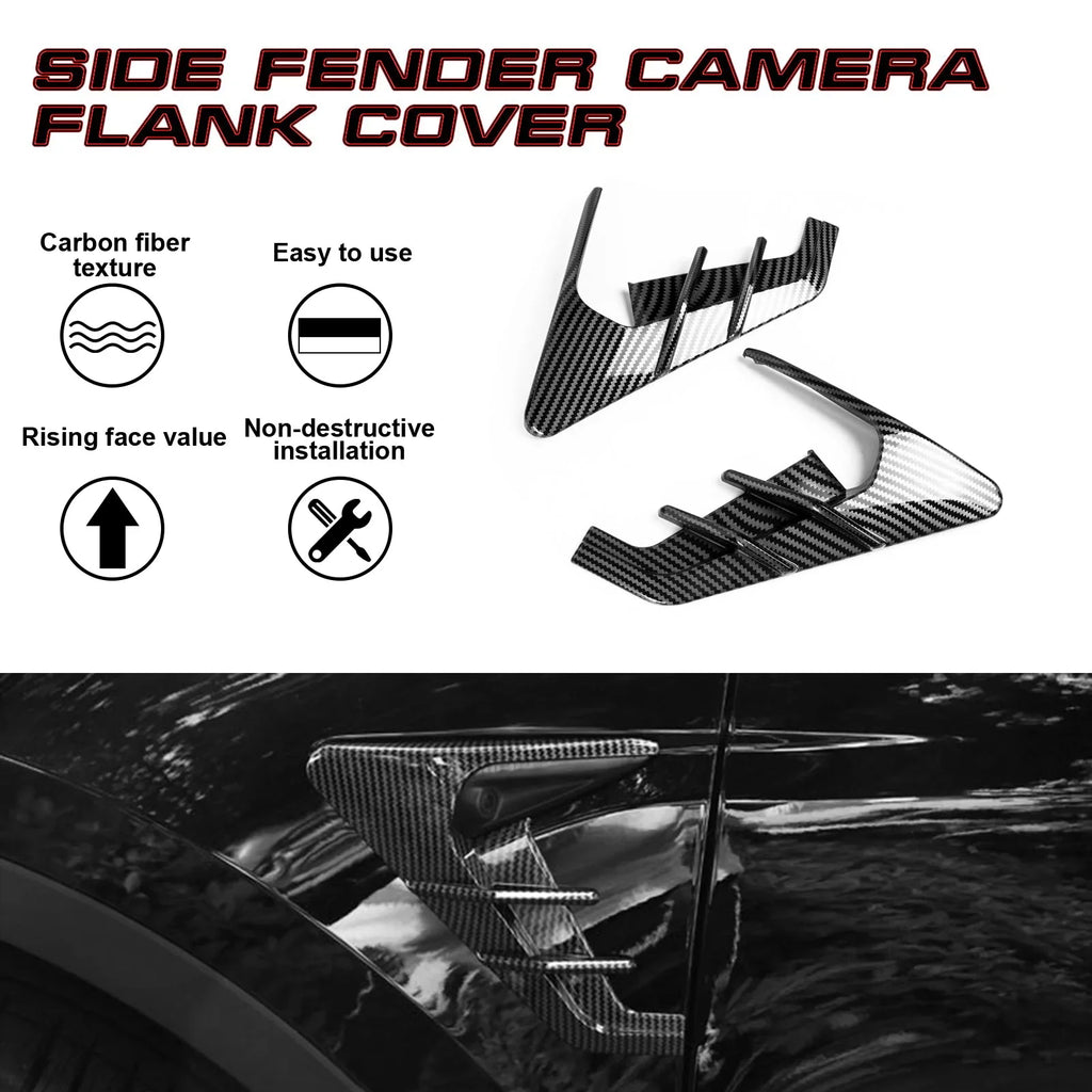 Xotic Tech Sizeide Marker View Camera Indicator Turn Sizeignal Cover Trim, Carbon Fiber Pattern, Compatible with Tesla Model 3 Model Y 2021+