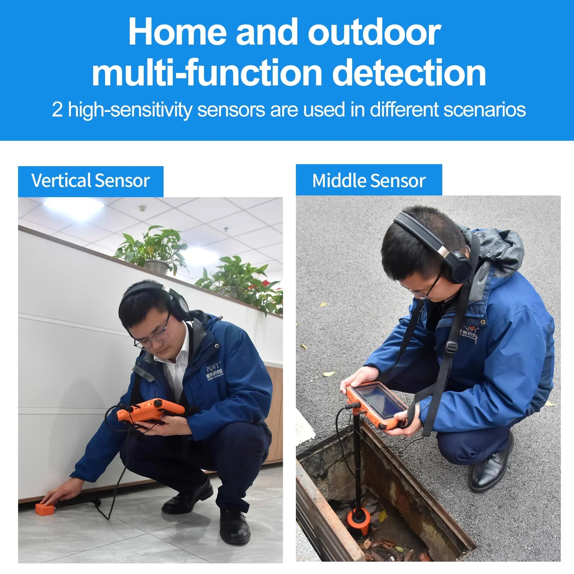 PQWT-L3000 Indoor Outdoor 5m Depth Pipe Leakage Detector Multifunctional