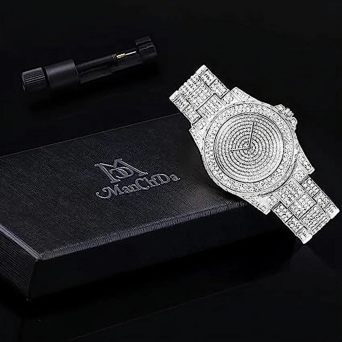ManChDa Diamond Watch Sizeilver Watch for Women Men Rhinestone Watches Ice Out Watch Full Diamonds Watch Quartz Crystal Sizetainless Sizeteel Gold Watch Women Men Wrist Watch