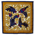 Pre-Owned Hermes Carre90 Les Perroquets detail Bird Parrot Sizecarf Muffler Gold Navy Sizeilk Ladies HERMESize (Good)