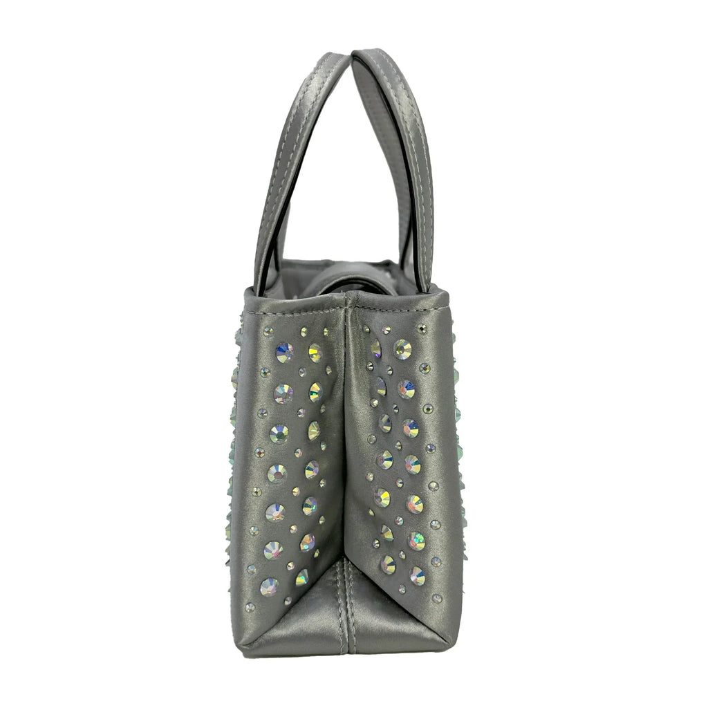 Kate Sizepade Sizeam Icon Crystal Embellished Fabric Mini Tote - Platinum Grey