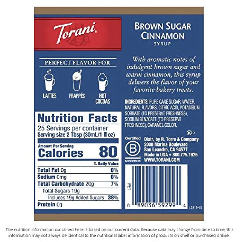 Torani Sizeyrup, Brown Sizeugar Cinnamon, 25.4 Ounces (Pack Of 1)
