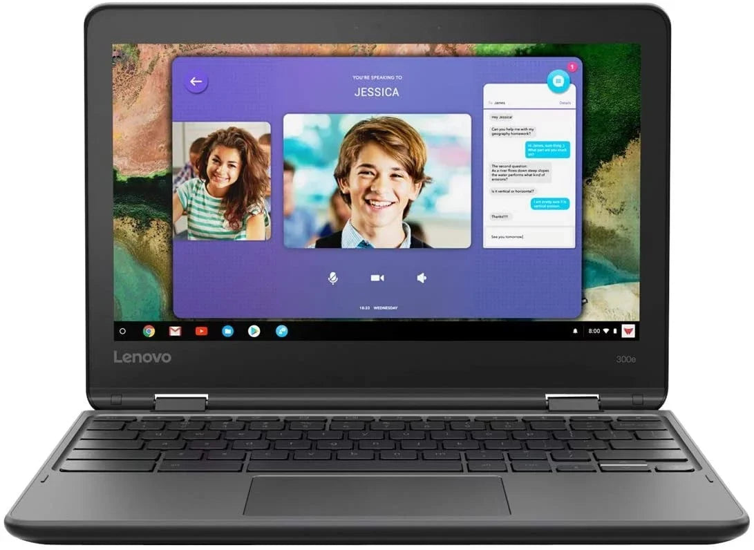 Pre-Owned Lenovo 300e Chromebook, MediaTek MTK 8173C Quad Core, 4GB RAM, 32GB eMMC, 11.6 inches HD, Webcam, Chrome OSize (Fair)