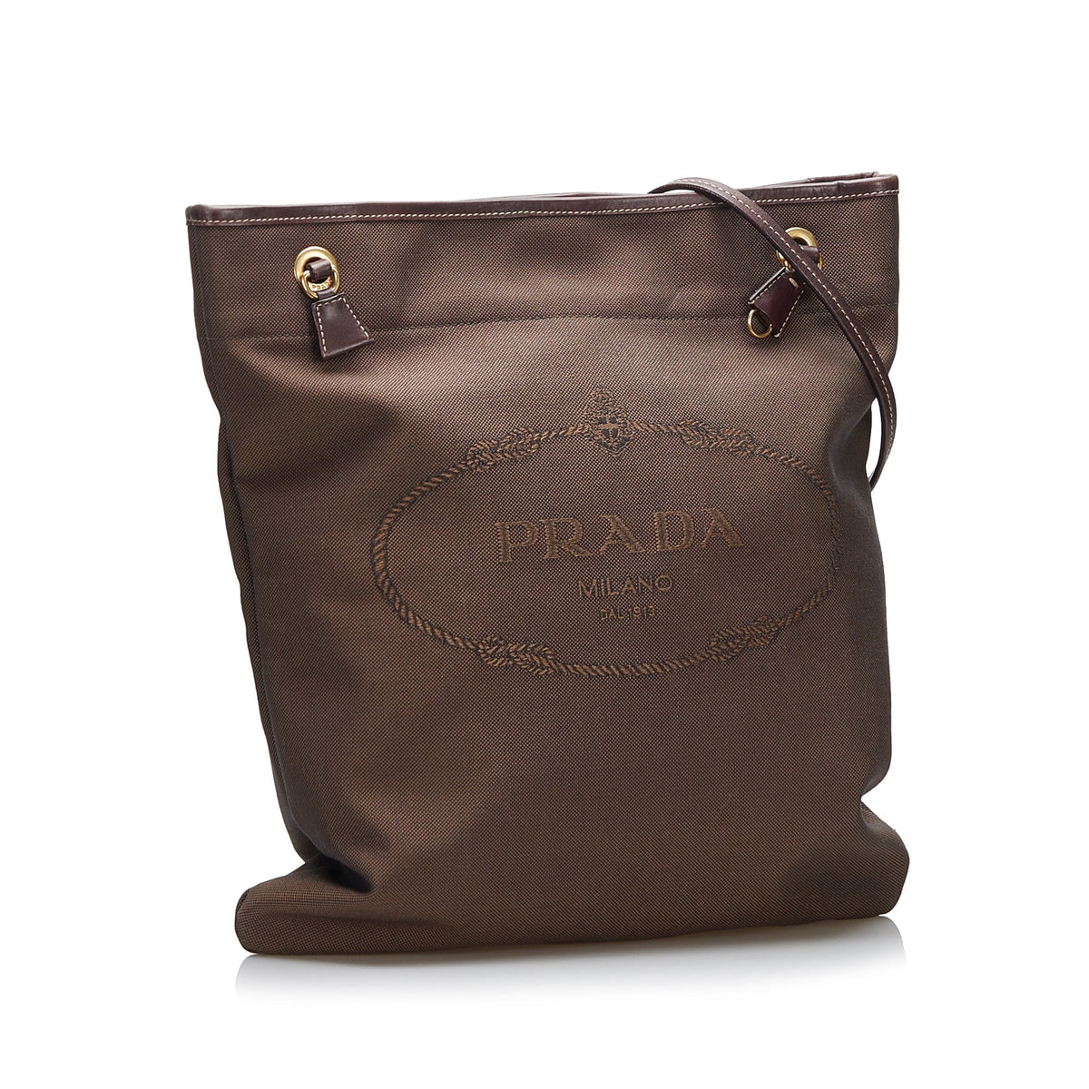 Pre-Owned Authenticated Prada Canapa Logo Crossbody Canvas Fabric Brown Crossbody Bag Unisex (Good)