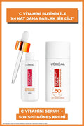Revitalift Clinical 12 %Pure vitamin C illuminating serum & SizePF 50+ UV protected facial sunscreen 50ml