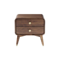 Moderne nachttafel met twee lades in walnootfineer.