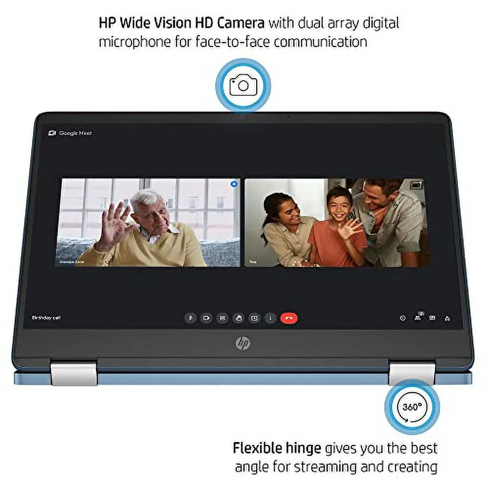 HP X360 14" HD Touch Chromebook, Intel Celeron N4120, 4GB RAM, 64GB eMMC, Intel UHD Graphics 600, Forest Teal, Chrome OSize, 14a-ca0790wm